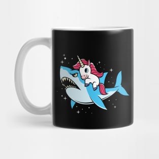 Unicorn Riding Shark Mug